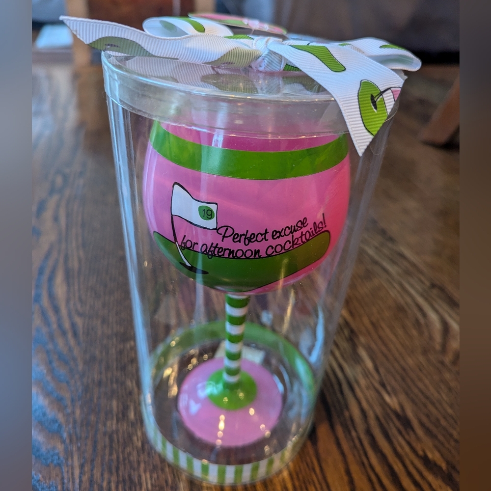 Mud Pie Golf-Themed Wine Glass – "Perfect Excuse for Afternoon Cocktails"